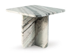 Black/White/Taupe Baretton 18.13-inch marble table, full product view - 7