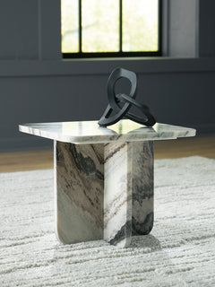 Black/White/Taupe Baretton 18.13-inch marble table, product view 6 - 12