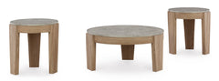 Light Brown three-piece table set, full product view - 1