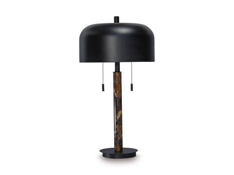 Alanbert Black Metal and Brown Marble Table Lamp