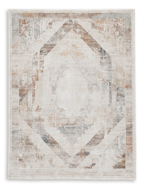 Muted Neutral Diamond Medallion Woven Rug