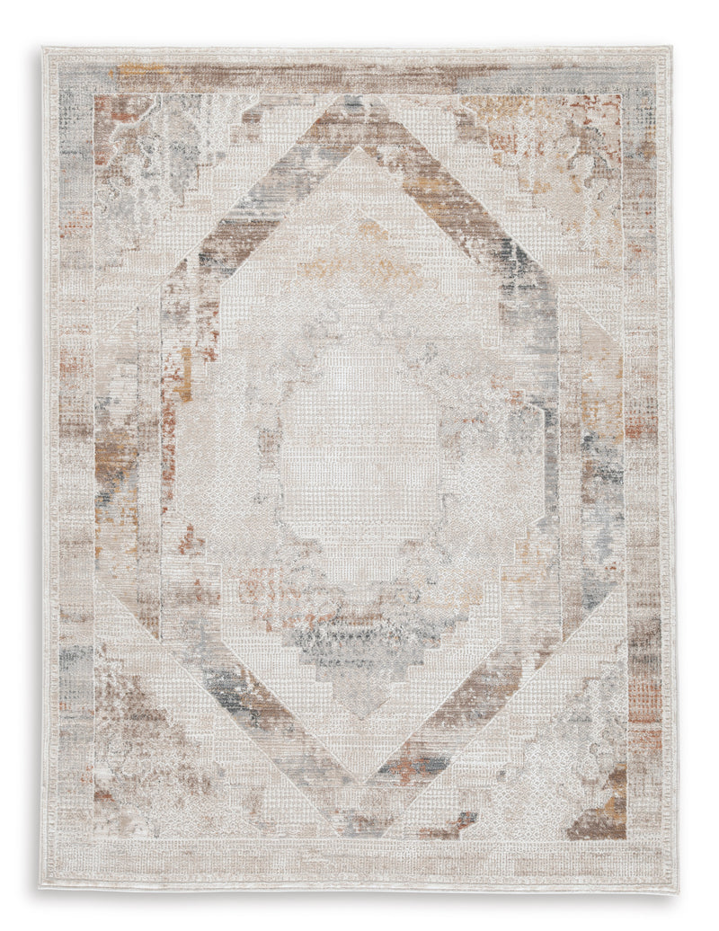 Muted Neutral Diamond Medallion Woven Rug