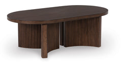 Dark Brown Oval Coffee Table, full product view - 1