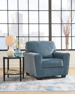 Blue, chair in room; other furniture and decor excluded - 2