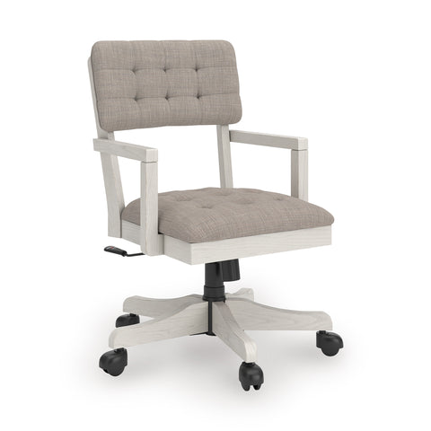 Antique White Adjustable Home Office Chair with Gray Upholstery