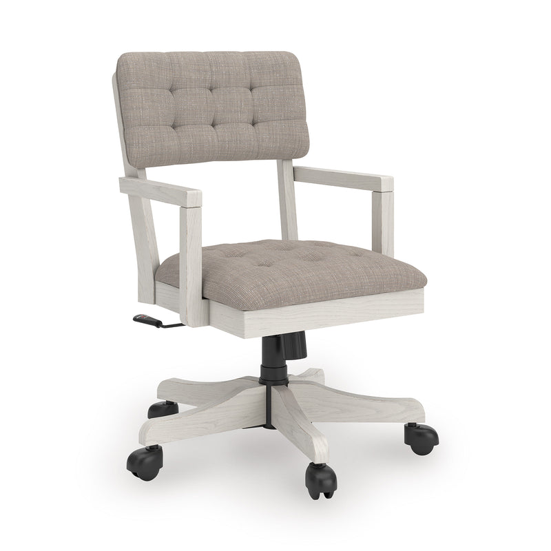 Antique White Adjustable Home Office Chair with Gray Upholstery