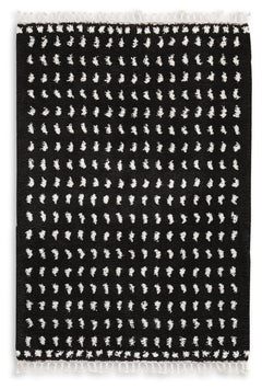 Black/White 58" x 86", complete rug product view - 1