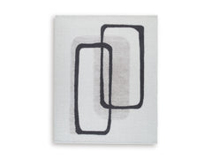 Ivory Taupe Charcoal 91.5" x 118", complete rug product view - 1