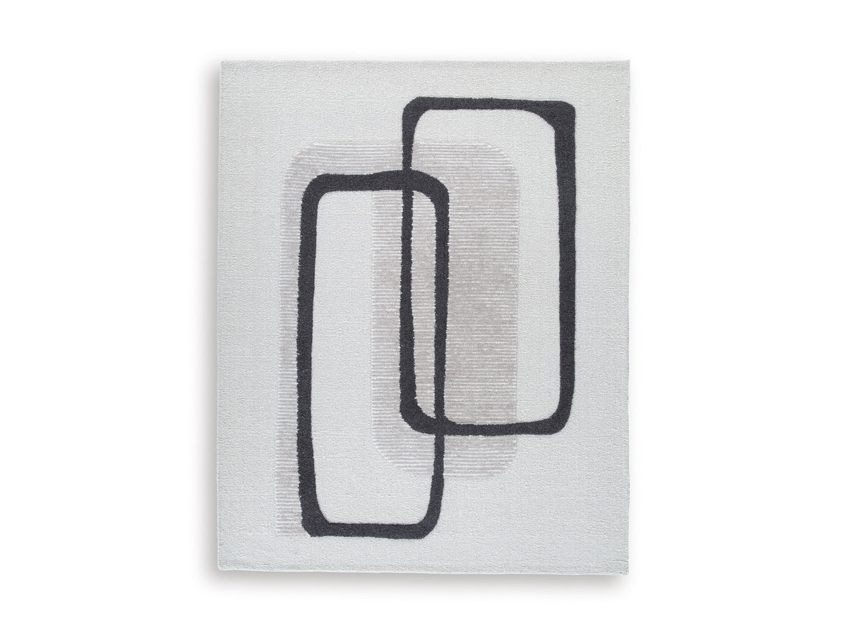 Ivory Taupe Charcoal 91.5" x 118", complete rug product view