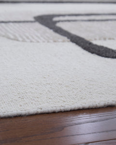 Ivory Taupe Charcoal 91.5" x 118", pile and edge detail - 3