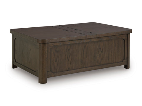 Dark Brown Hinged-Top Storage Coffee Table