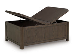 Dark Brown hinged top storage coffee table, product view 2 - 2