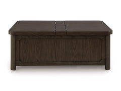 Dark Brown hinged top storage coffee table, product view 3 - 3