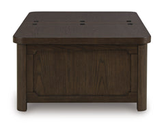 Dark Brown hinged top storage coffee table, product view 4 - 4