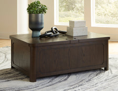 Dark Brown hinged top storage coffee table, product view 5 - 5