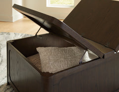Dark Brown hinged top storage coffee table, product view 6 - 6