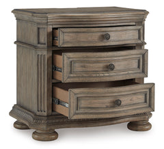 Light Brown, nightstand with drawers open - 2