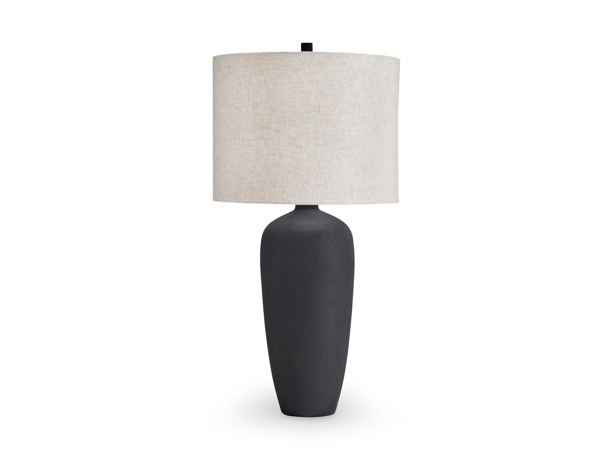 Black table lamp, full product view