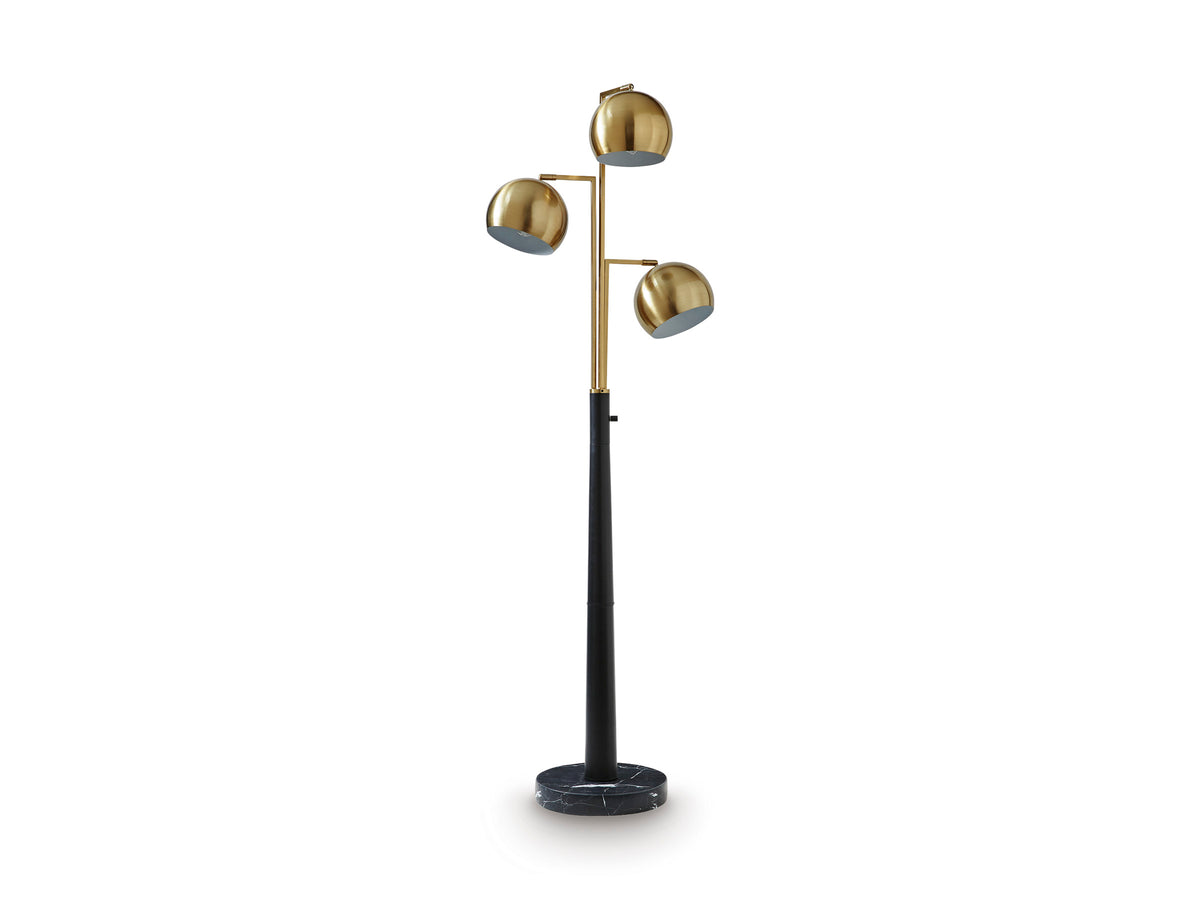 Gold Finish/Black floor lamp, full product view