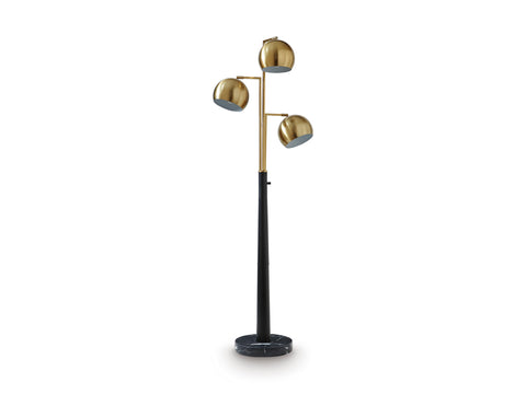 Sorcha Black and Gold Three-Light Floor Lamp