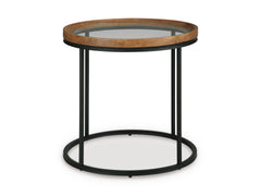 Medium Brown Round Glass-Top End Table, product view 2 - 2