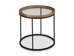 Medium Brown Round Glass-Top End Table, product view 3 - 3