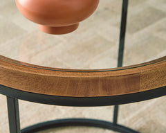 Medium Brown Round Glass-Top End Table, product view 4 - 4