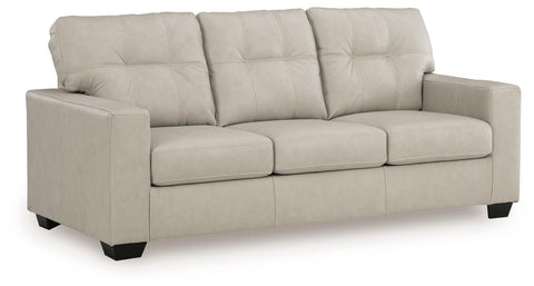Tufted Leather-Match Queen Sleeper Sofa in Bone or Dark Brown
