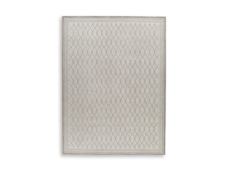 Gray Wool Lattice Rug with Framed Border