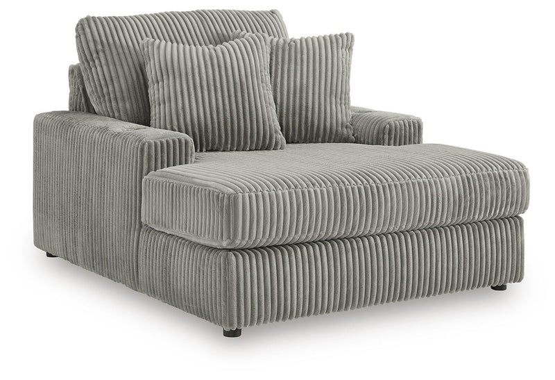 Corduroy Chaise with USB and Cup Holders in Fog or Ivory