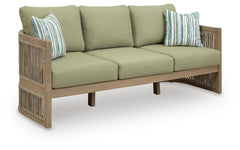 Beige/Green, full sofa with green cushions and two pillows - 1