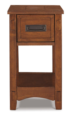 Brown Brown Drawer Shelf Chairside Table, product view 2 - 2