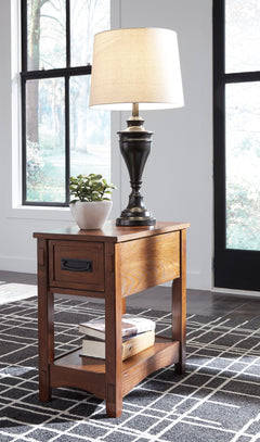 Brown Brown Drawer Shelf Chairside Table, product view 5 - 5