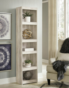 Oak-Grain Whitewash, pier shelving unit room view; accessories excluded - 9