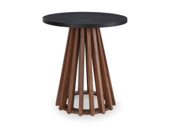Warm Brown/Black Round Slatted End Table, product view 2 - 2