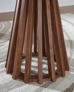 Warm Brown/Black Round Slatted End Table, product view 4 - 4
