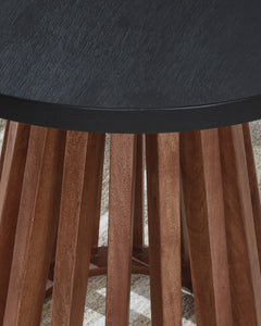 Warm Brown/Black Round Slatted End Table, product view 5 - 5