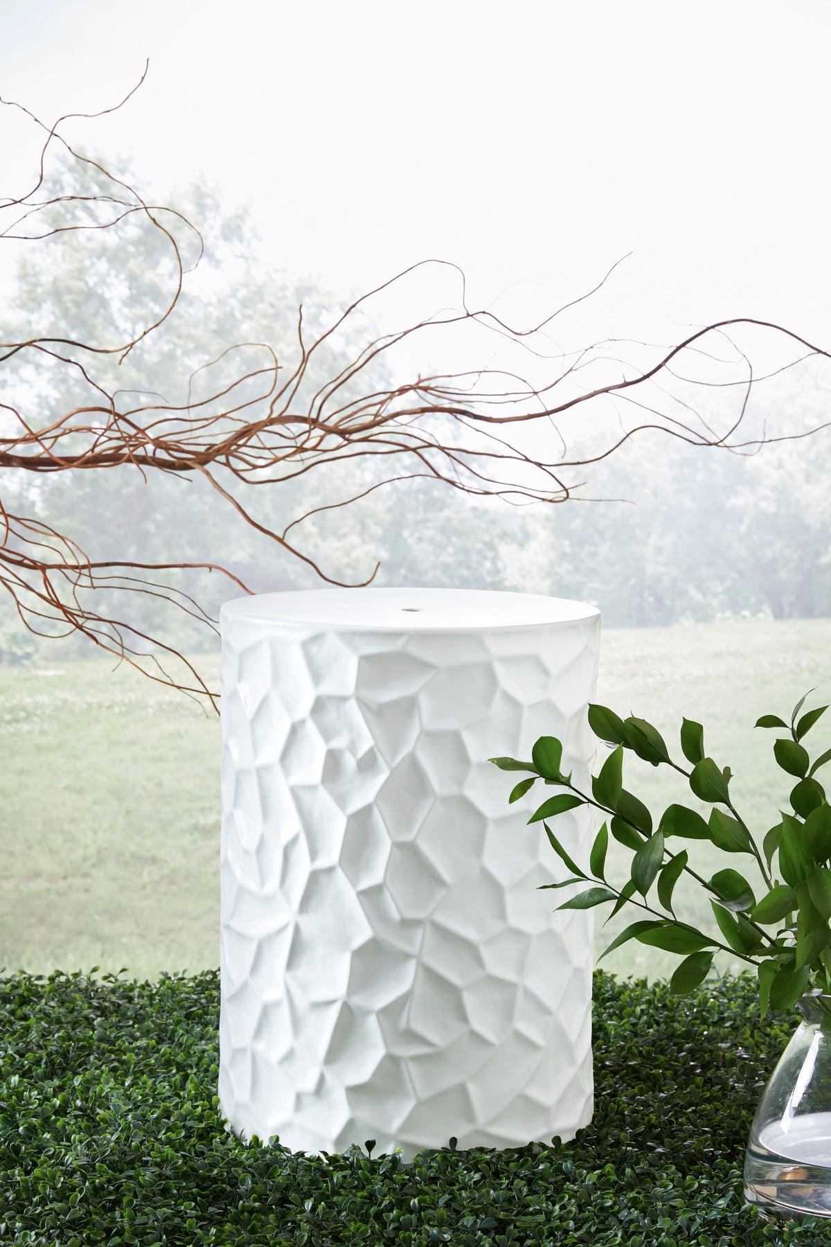 White white indoor outdoor stool, full product view