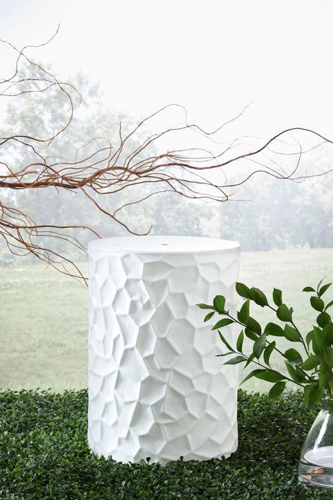 Jungrove Matte White Textured Ceramic Indoor-Outdoor Stool