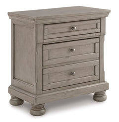 Light Gray, complete two-drawer nightstand, angled view - 1
