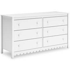 White, complete six-drawer dresser, angled view - 1