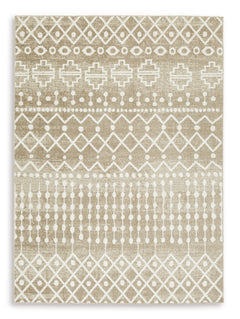 Tan/Brown/Cream 59.25" x 86", complete rug product view - 1