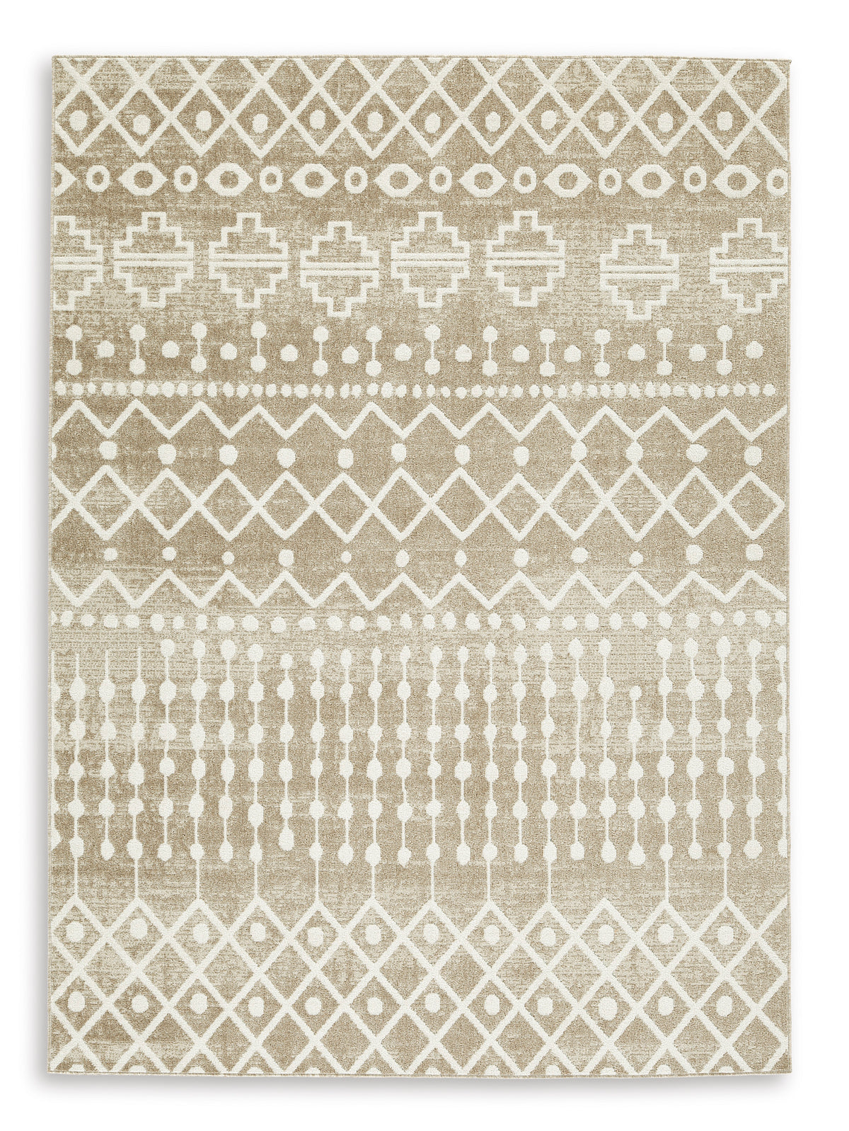 Tan/Brown/Cream 59.25" x 86", complete rug product view