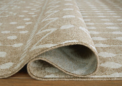 Tan/Brown/Cream 59.25" x 86", rolled rug backing detail - 4