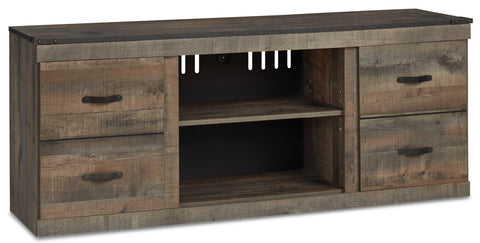 60-Inch Rustic Brown TV Stand with Cabinet Storage
