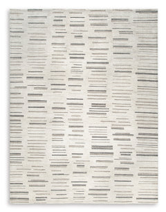 Ivory/Brown/Black 91.75" x 121", complete rug product view - 1