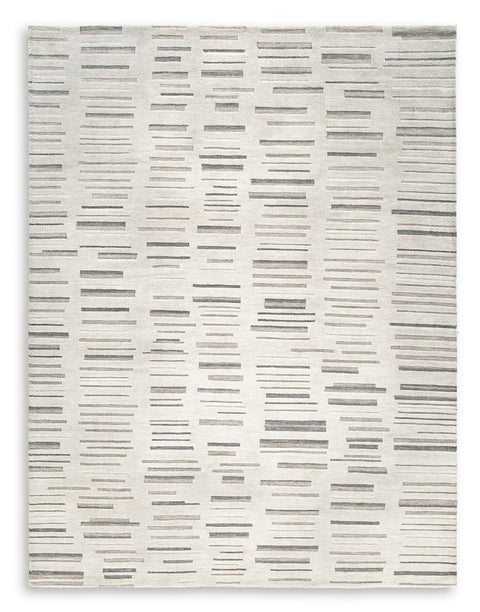 Ivory Brown and Black Dash-Stripe Handwoven Rug