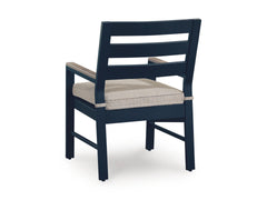 Navy Blue/Driftwood / Outdoor Arm Chair Set, one chair rear view; two included - 3