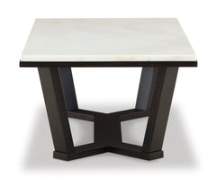 White/Espresso natural marble rectangular coffee table, product view 3 - 3