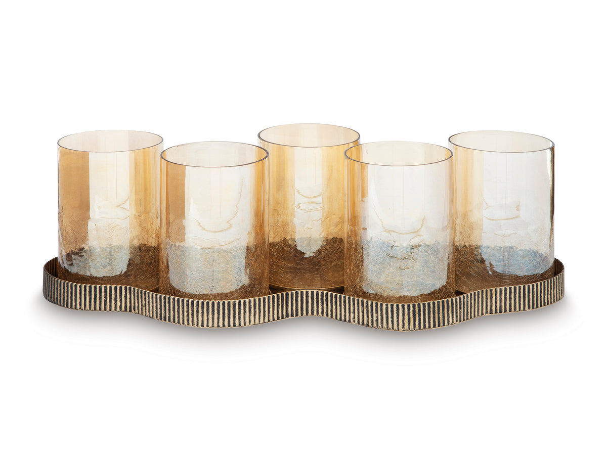 Antique Gold Finish candle holder, full product view